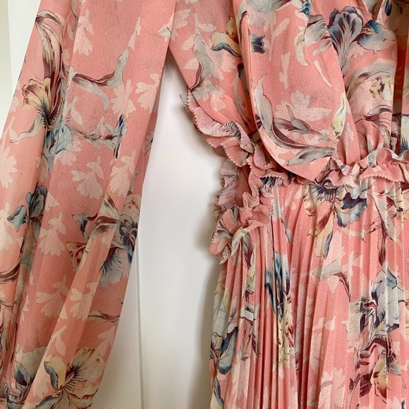 Keepsake The Label Women's Unravel Long Sleeve Tie Neck Pleated Midi Dress - Picture 4 of 8